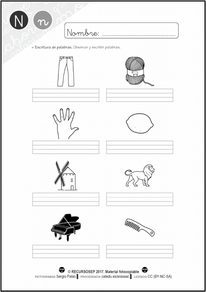 Cartilla Lectura Recursosep Letra N Ficha