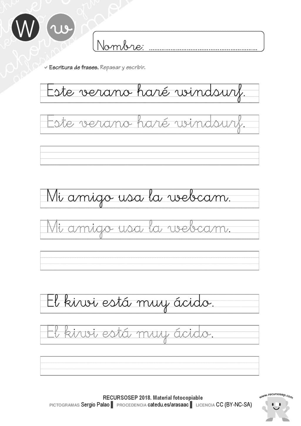 Cuadernillo De Lectura Y Escritura Letra W