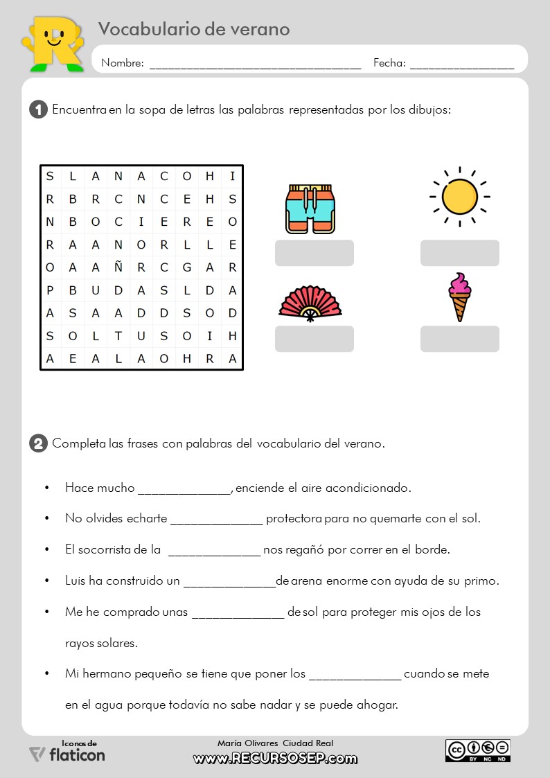 Actividad Vocabulario Verano 1